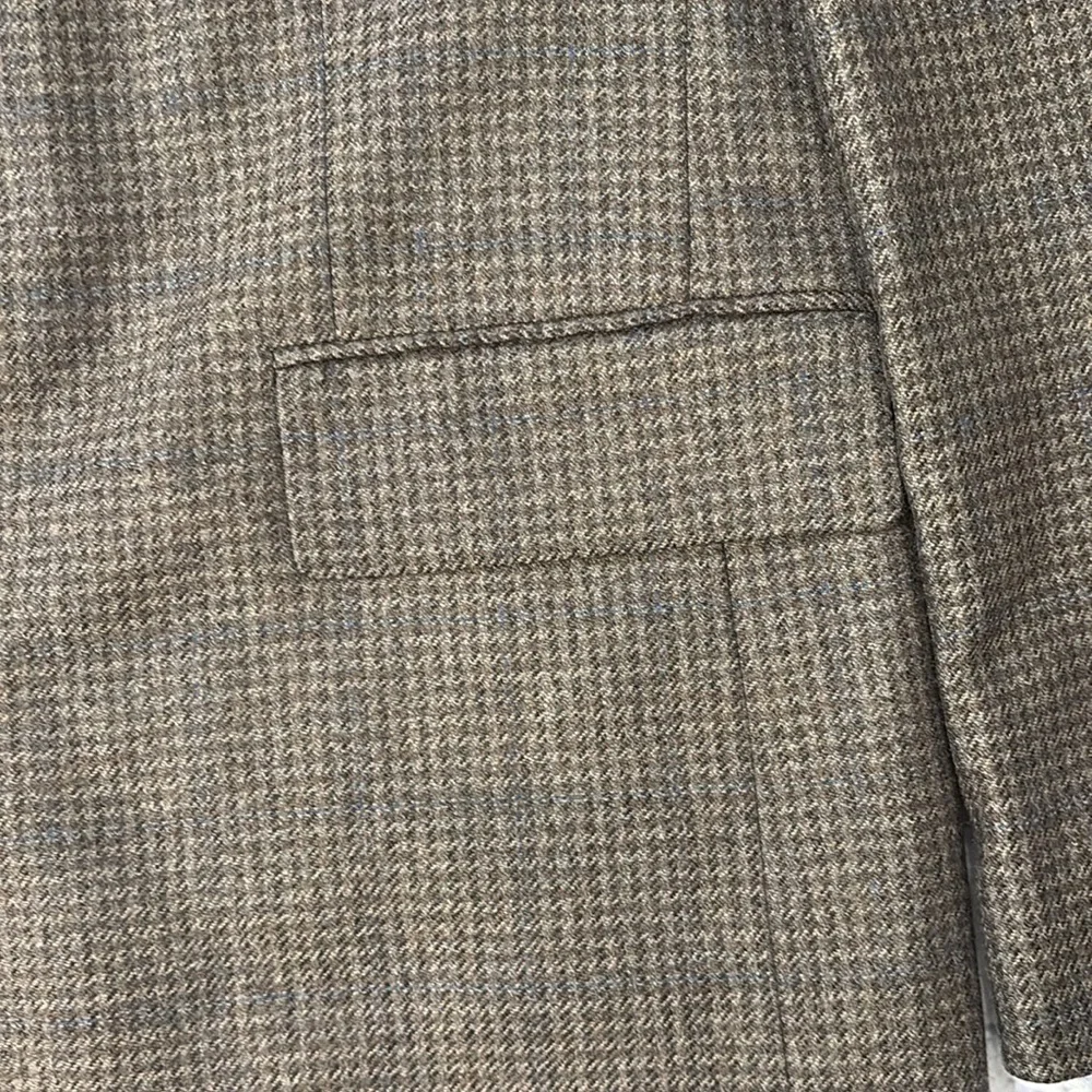 Oscar De La Renta 46XL Wool Cashmere Brown Houndstooth Blazer Sport Coat